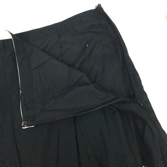 Ann Taylor LOFT Floral Beaded Pleated Pom Pom Hem A-line Skirt Black Size 10 - Picture 3 of 9